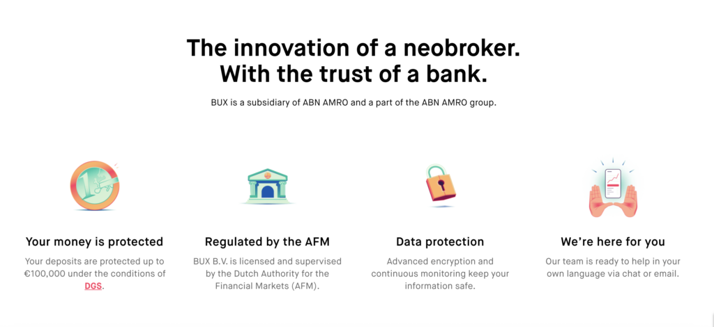 Screenshot ze stránky BUX