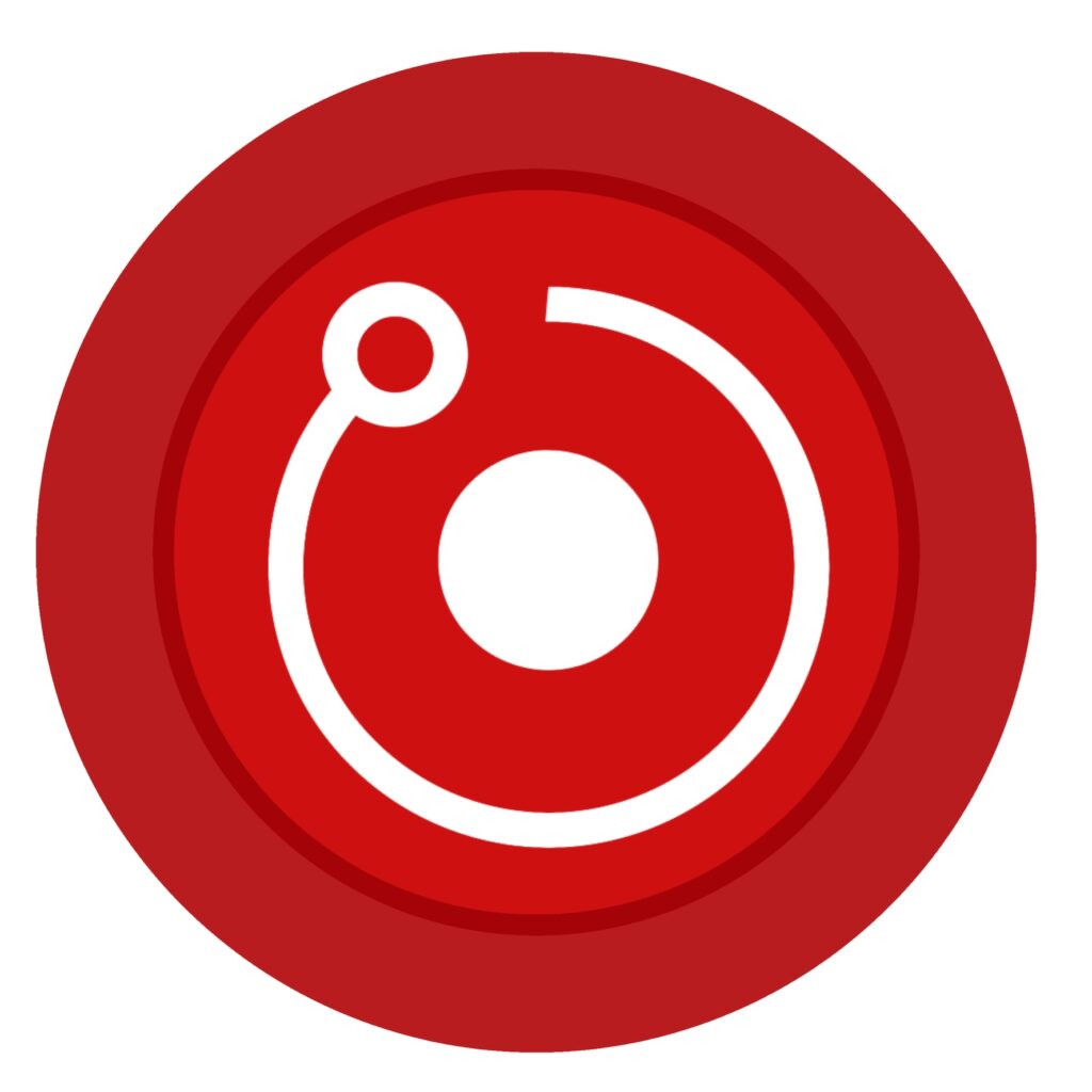 RNDR - Crypto-Globe.com Close-up of a red circular target emblem with white rings on white background, abstract design