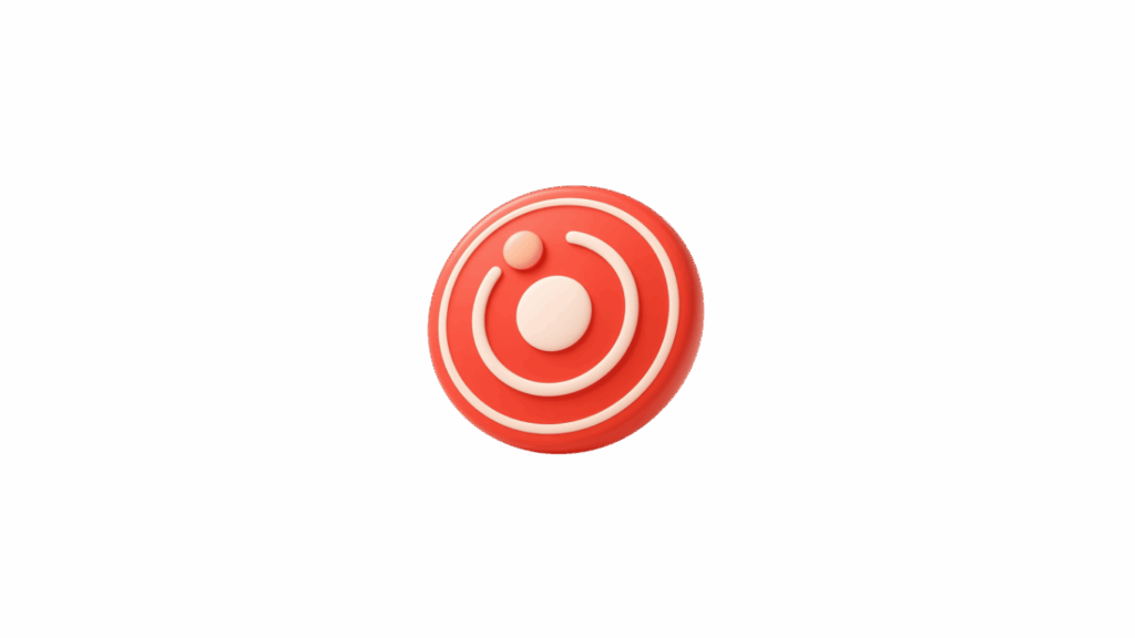 Red circular bullseye icon with white concentric rings and central dot, on a green background (target-like symbol).
