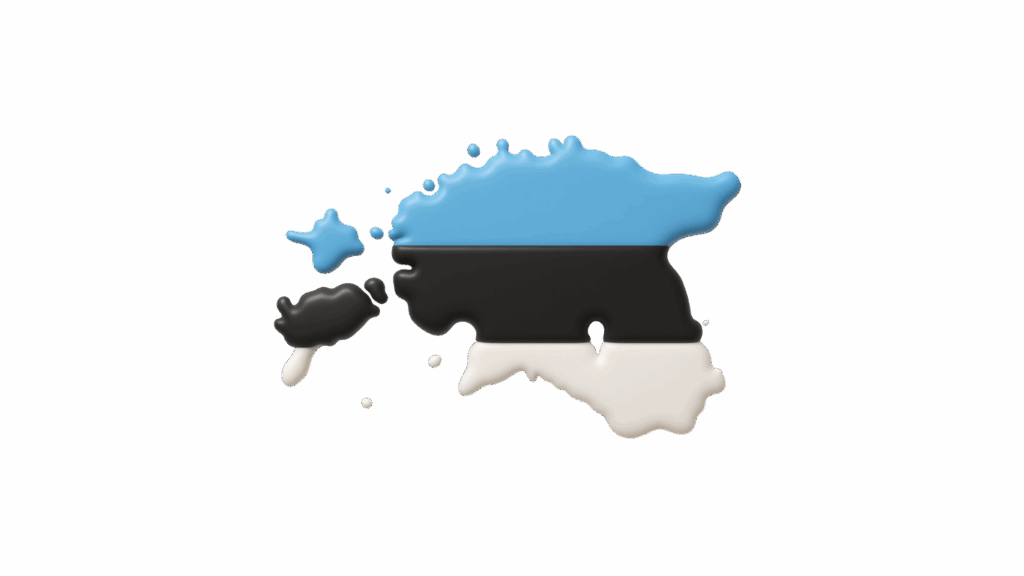Estonia - Crypto-Globe.com - Crypto-Globe.com Stylized blue–black–white Estonian flag made of paint splashes with trailing droplets