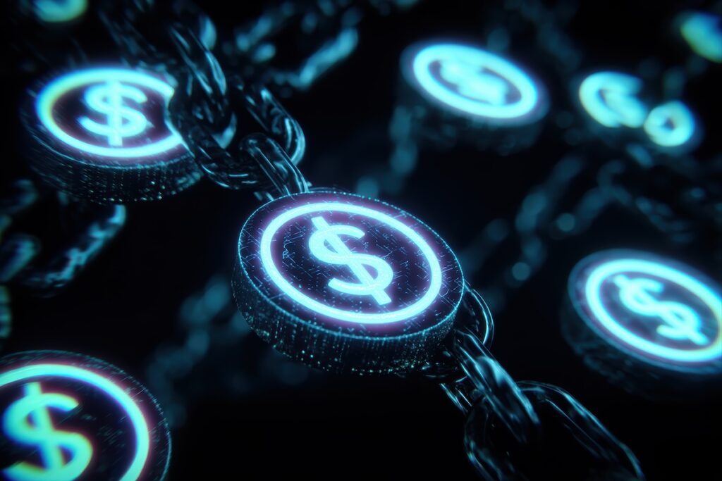 Stablecoin Tokens Tied to Dollar Emblems on Digital Ledger Surface - Crypto-Globe.com MiCA, USDT, EU